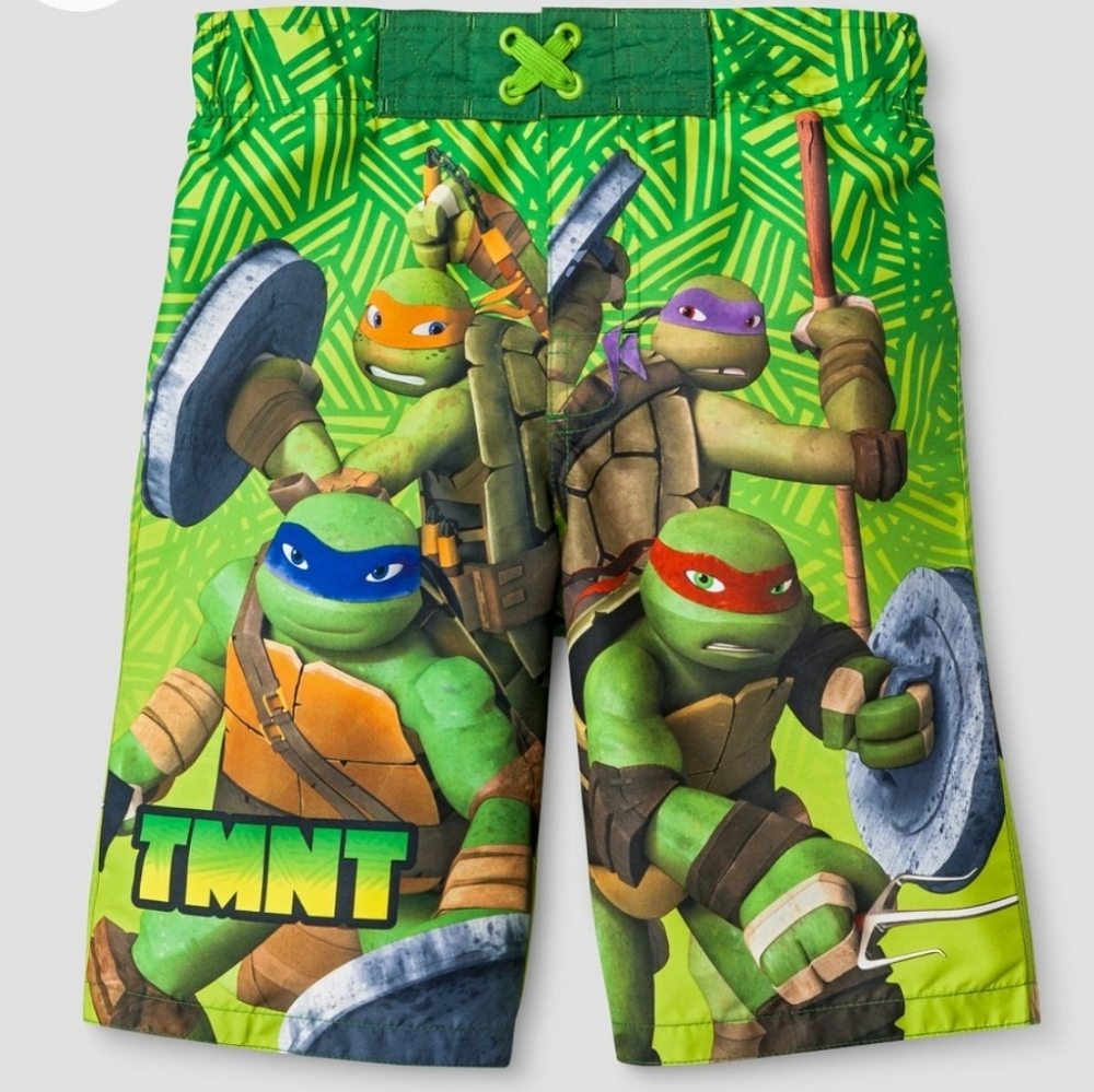 Nickelodeon Boys Swim Trunk TeenagerMutan Ninja Turtle Green.  Size M